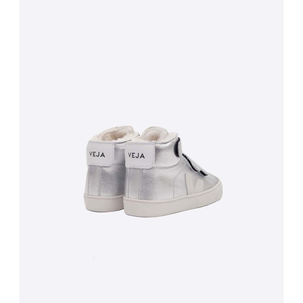 Veja ESPLAR MID FURED LEATHER Kids' Shoes Silver | NZ 762TCE